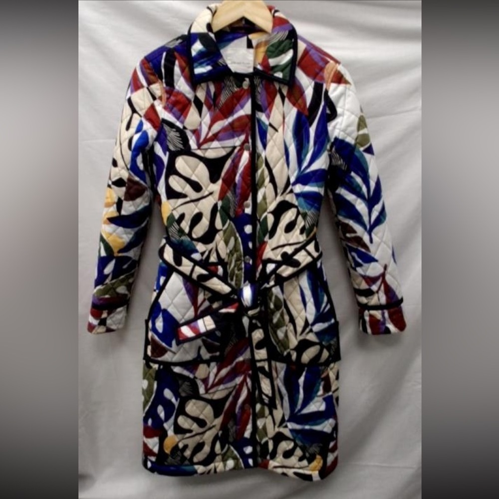 NWOT- Anthropologie - Avec Les Filles - Leaf-Print Quilted Trench Coat
